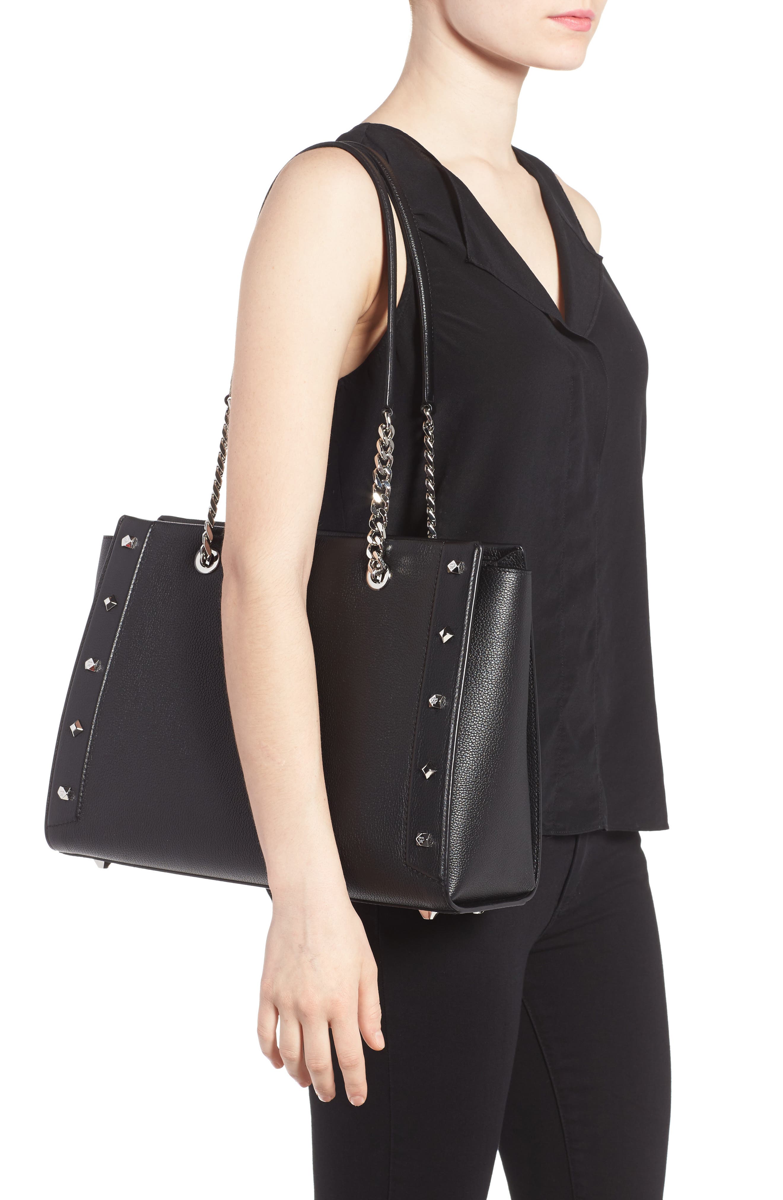 MCM Large Catherine Leather Tote, Alternate, color, 