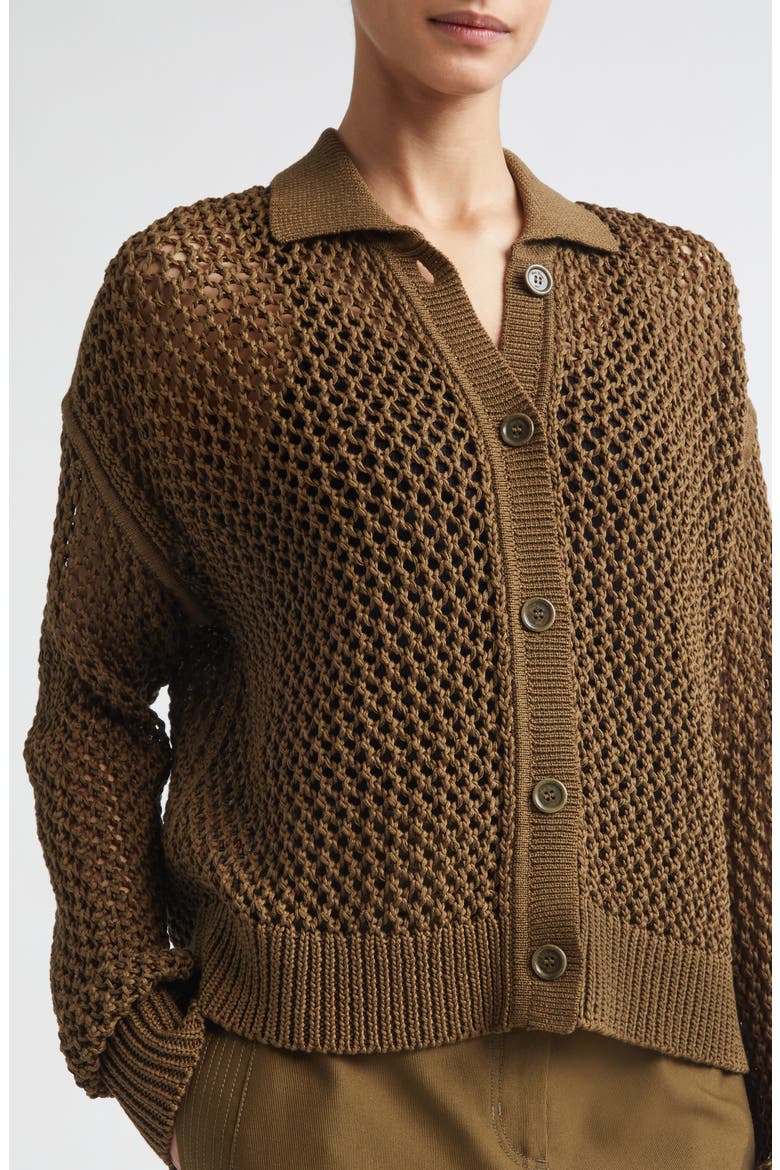 Cotton Mesh Cardigan, Alternate, color, KAKI