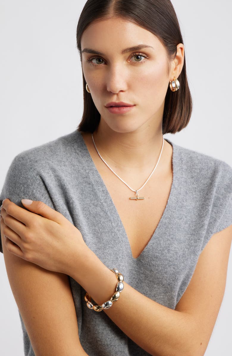 Nordstrom Oval Link Stretch Bracelet, Alternate, color, Gold- Silver