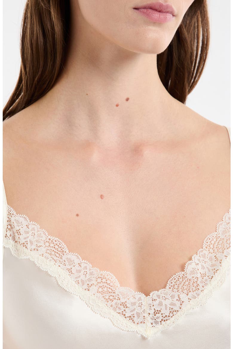 Milky Lace Trim Washable Silk Camisole, Alternate, color, PERLE
