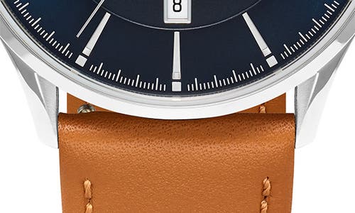 Vincero Kairos Leather Strap Watch, 38mm In Blue/brown
