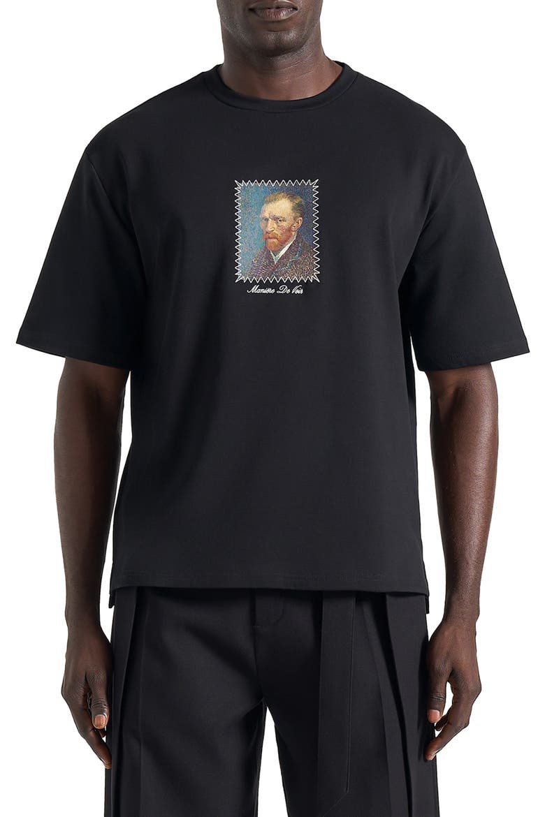 Anders Cafe Terrace At Night Cotton T-Shirt, Alternate, color, Black