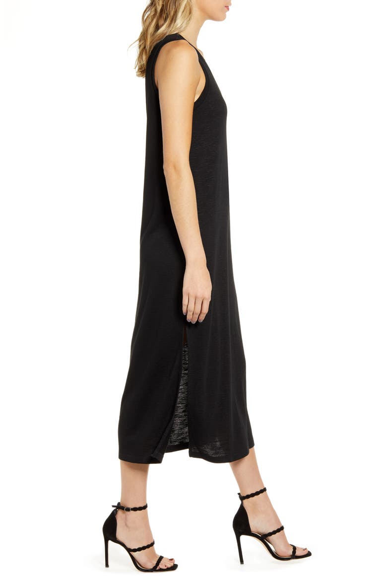 Sage Midi Tank Dress, Alternate, color, BLACK