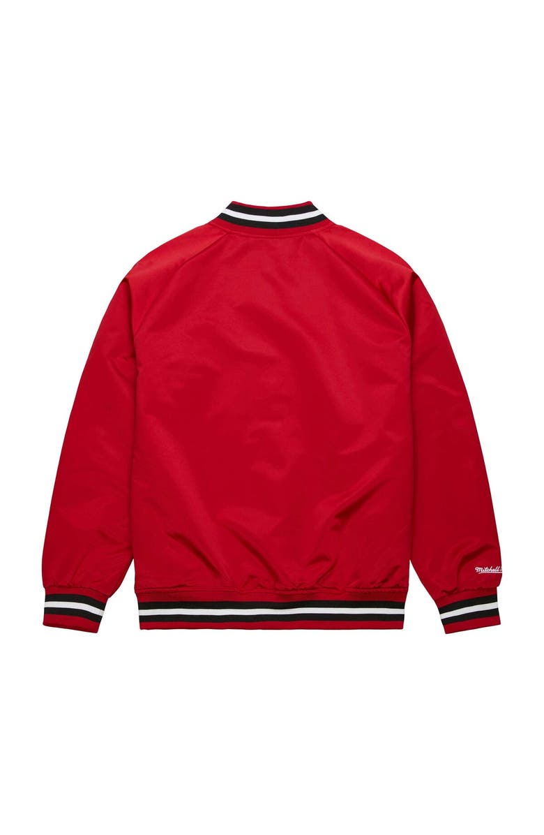Mitchell & Ness Men's Mitchell & Ness Red Chicago Bulls Hardwood Classics Throwback Wordmark Raglan Full-Snap Jacket, Alternate, color,