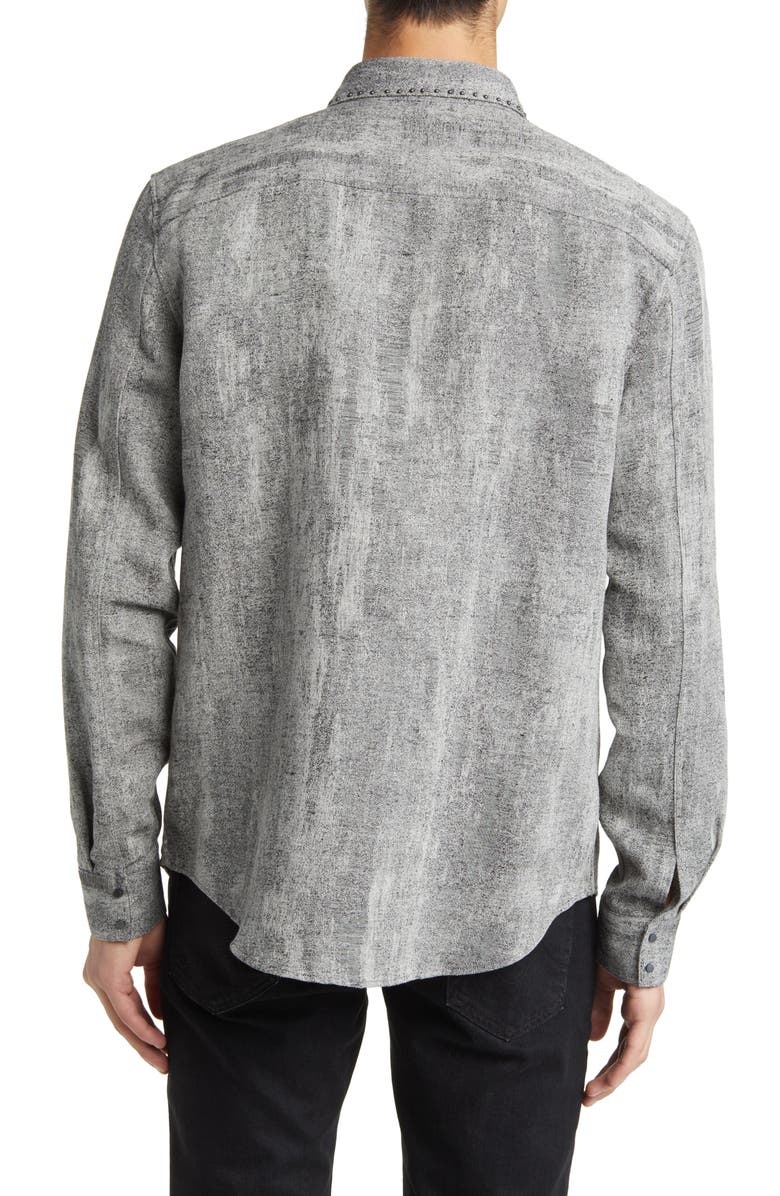 John Varvatos Studded Slim Fit Linen Blend Button-Up Shirt, Alternate, color, 