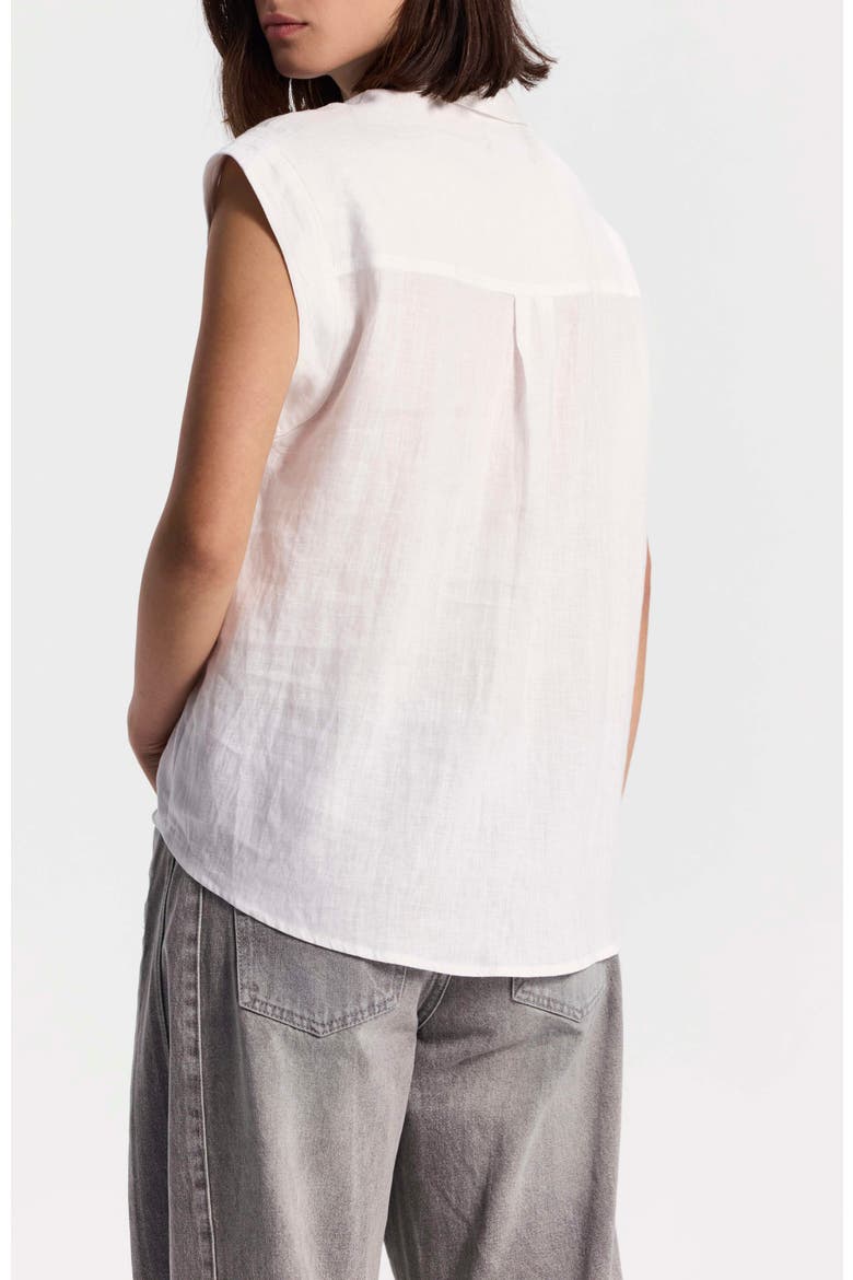Short-Sleeve Linen Button-Up Shirt, Alternate, color, White