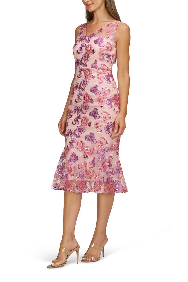Greer Sequin Embroidered Cocktail Dress, Alternate, color, PINK MULTI