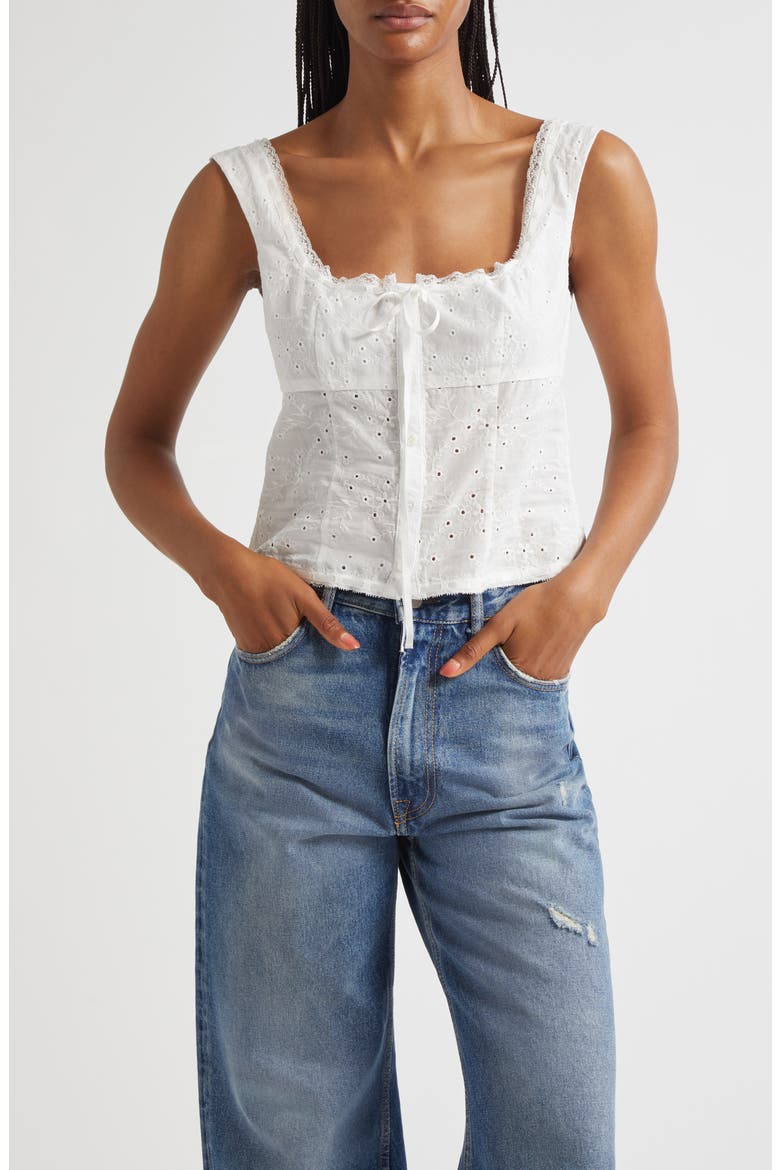 Lou Lace Tank, Main, color, WHITE EYELET