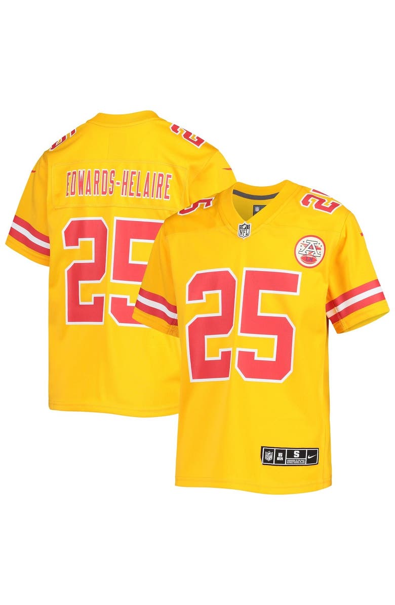 Nike Youth Nike Clyde Edwards-Helaire Gold Kansas City Chiefs Inverted Team Game Jersey, Main, color, 