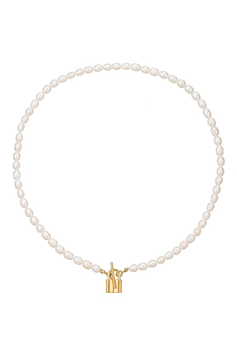 Imitation Shell Pearl French Lock Necklace, Main, color, GOLD