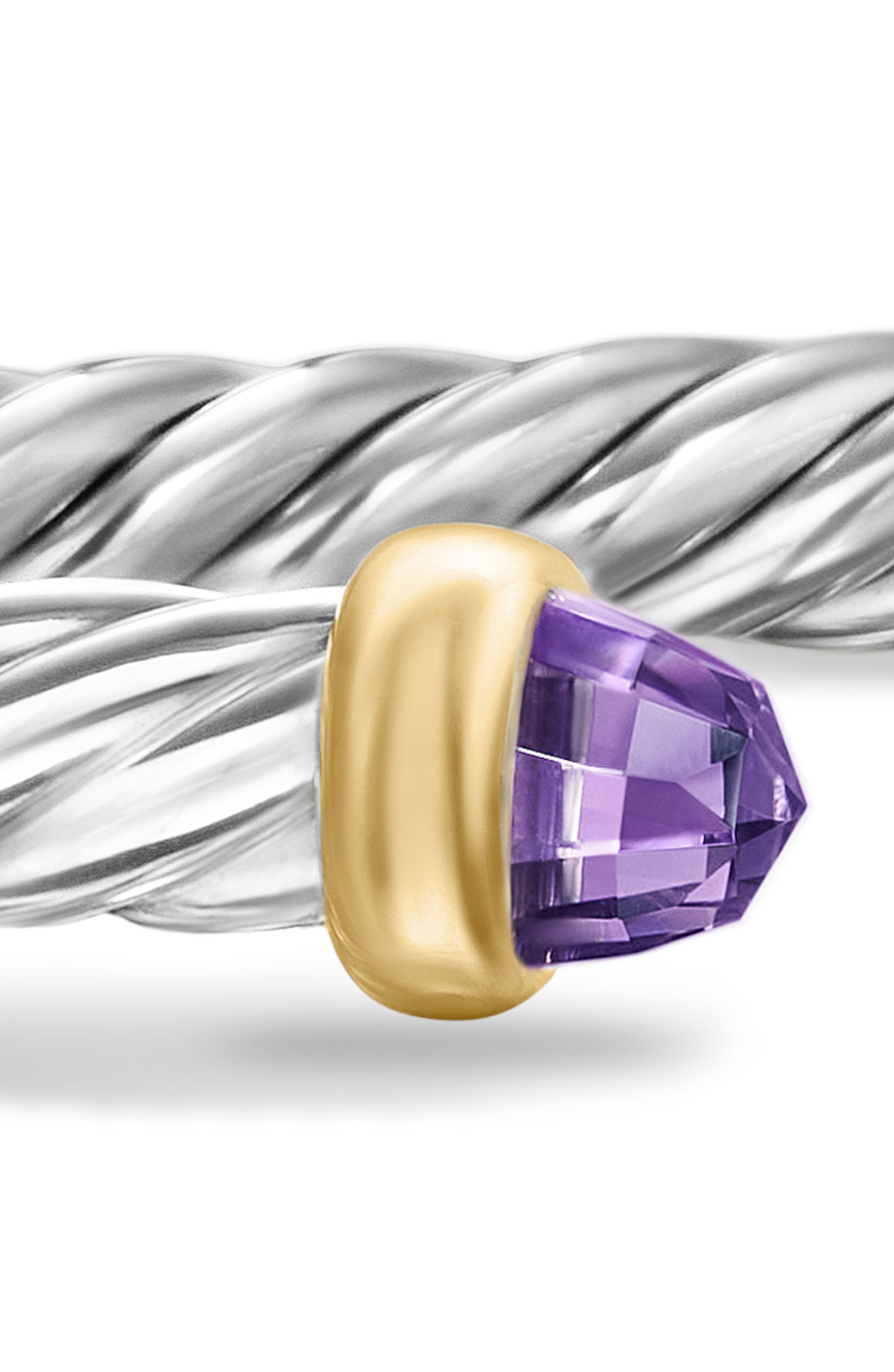 Женские аксессуары David Yurman Cable Flex Bracelet in Sterling Silver with 14K Yellow Gold, 4mm — фото 4