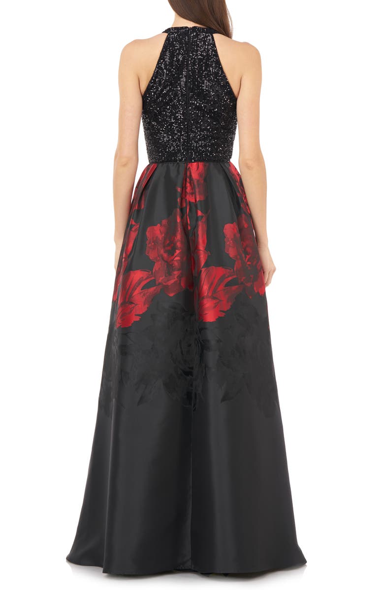 Carmen Marc Valvo Infusion Sequin & Floral Ballgown, Alternate, color,