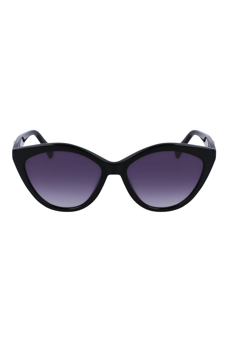 56mm Cat Eye Sunglasses, Main, color, BLACK