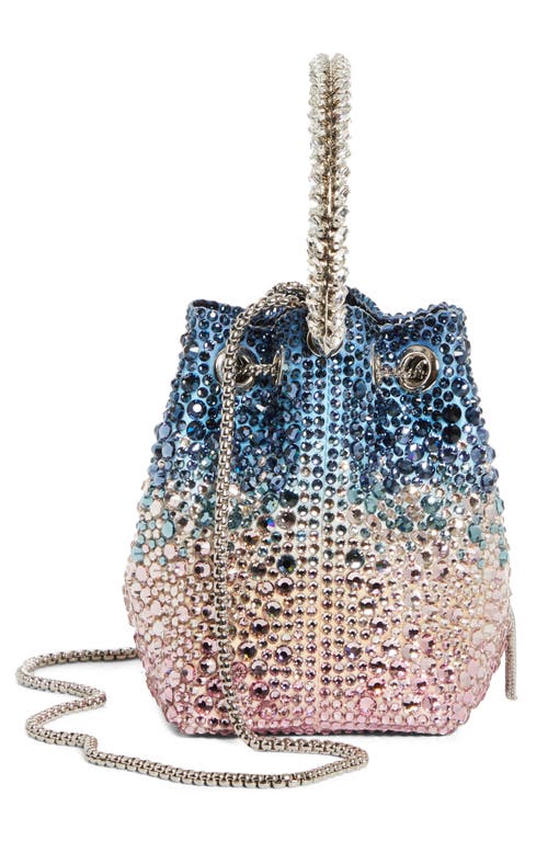 Jimmy Choo Bon Bon Crystal Embellished Drawstring Top Handle Pouch In Sunrise Mix