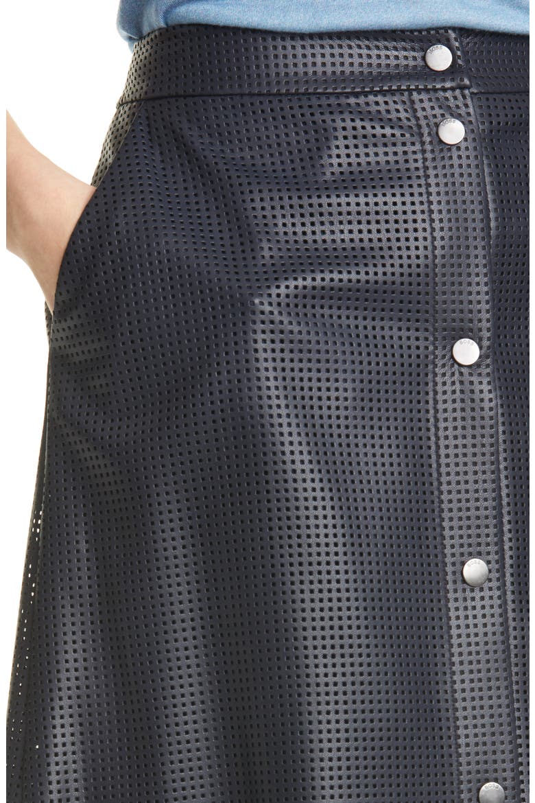 Vefy Perforated Faux Leather Skirt, Alternate, color, MIDNIGHT