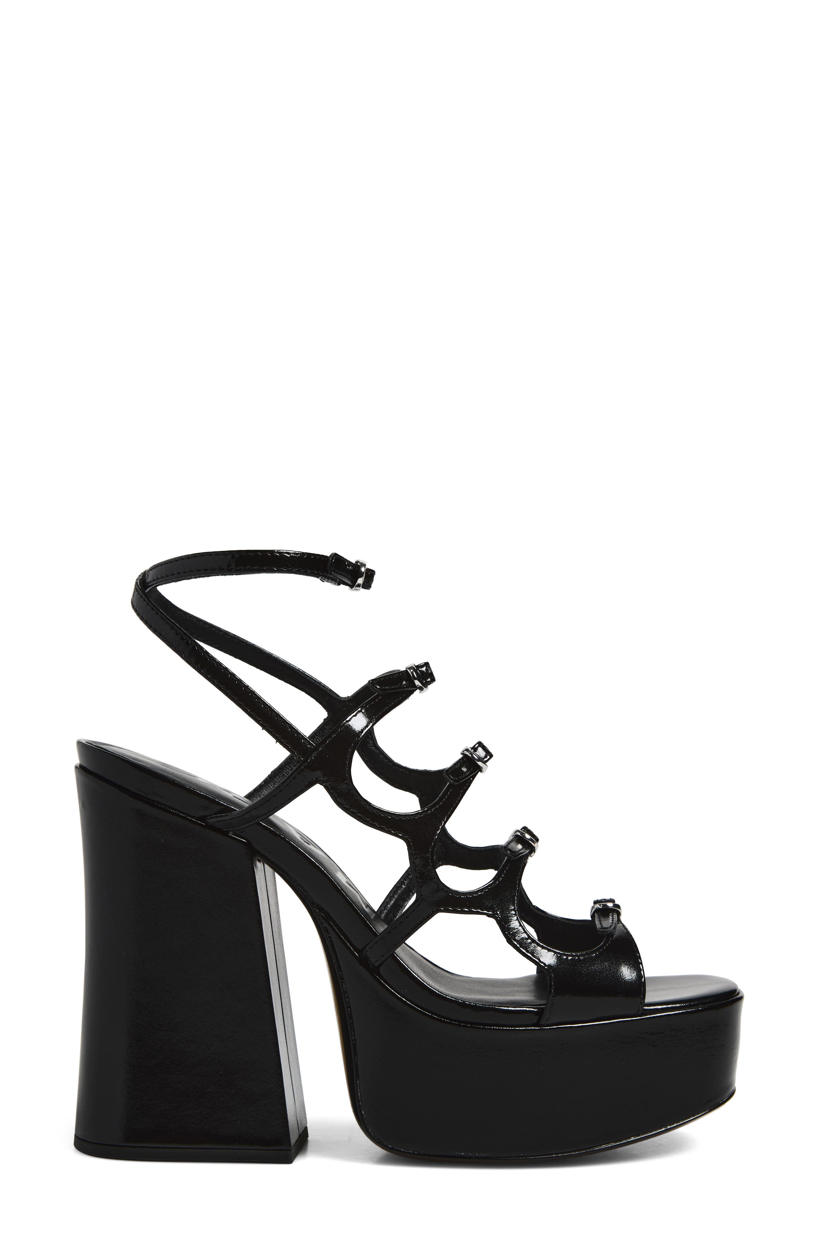 The Kiki Leather Platform Sandal, Alternate, color, BLACK