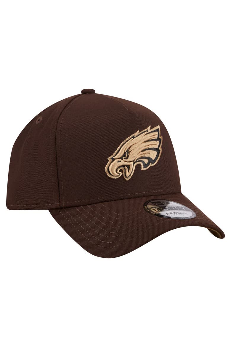 Men's New Era  Dark Brown Philadelphia Eagles Burnt Wood A-Frame 9FORTY Adjustable Hat, Alternate, color, Dark Brown