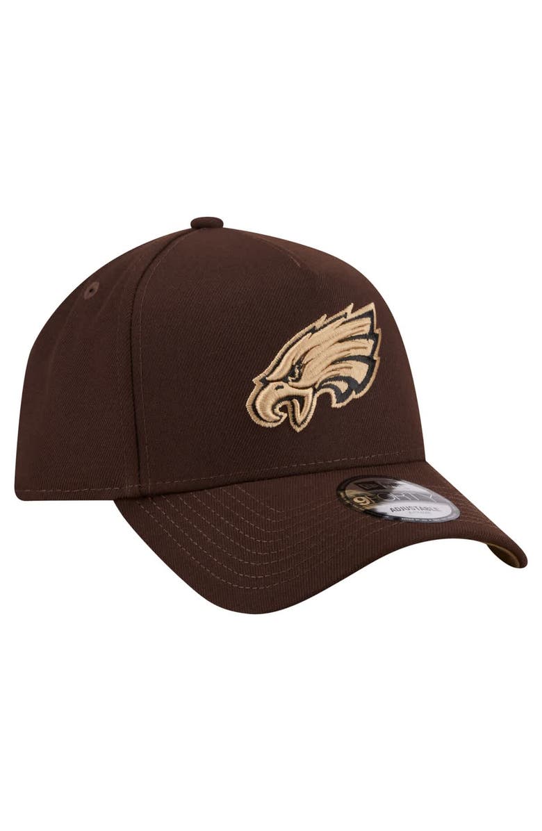 New Era Men's New Era Dark Brown Philadelphia Eagles Burnt Wood A-Frame 9FORTY Adjustable Hat, Alternate, color, Dark Brown