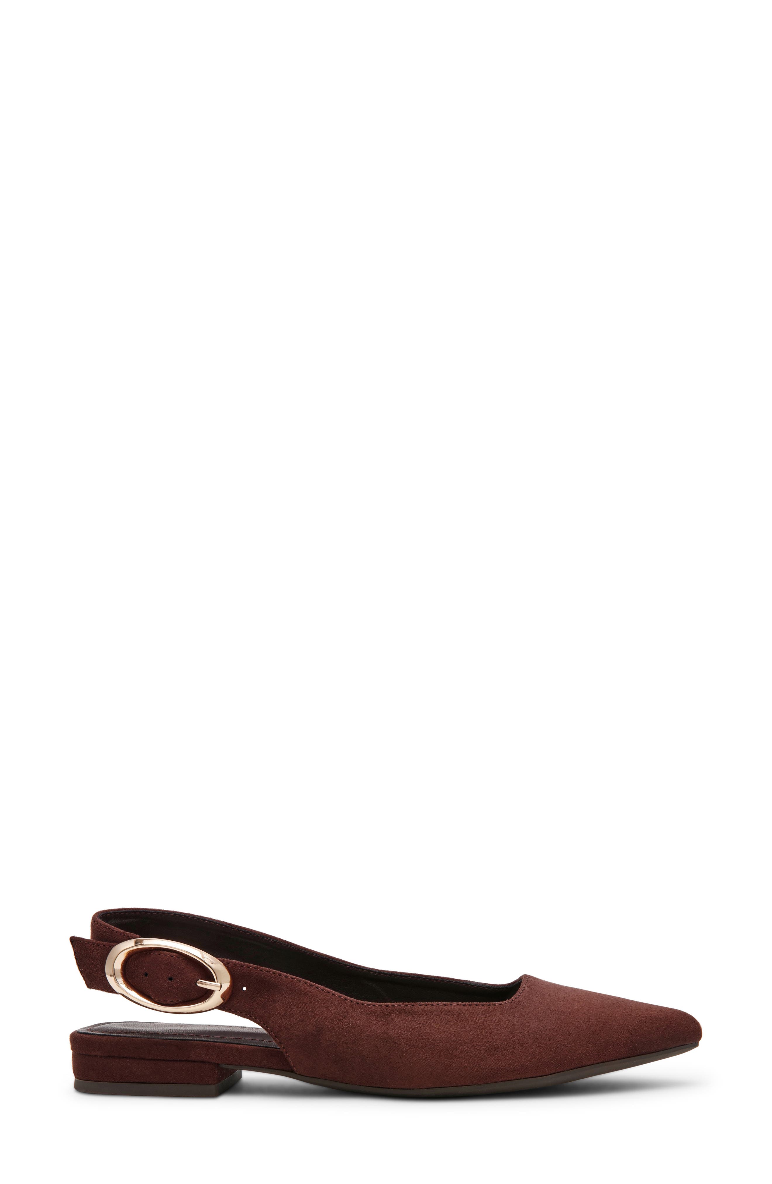 Kalil Faux Leather Slingback Pointed Toe Flat, Alternate, color, BROWN MICROSUEDE