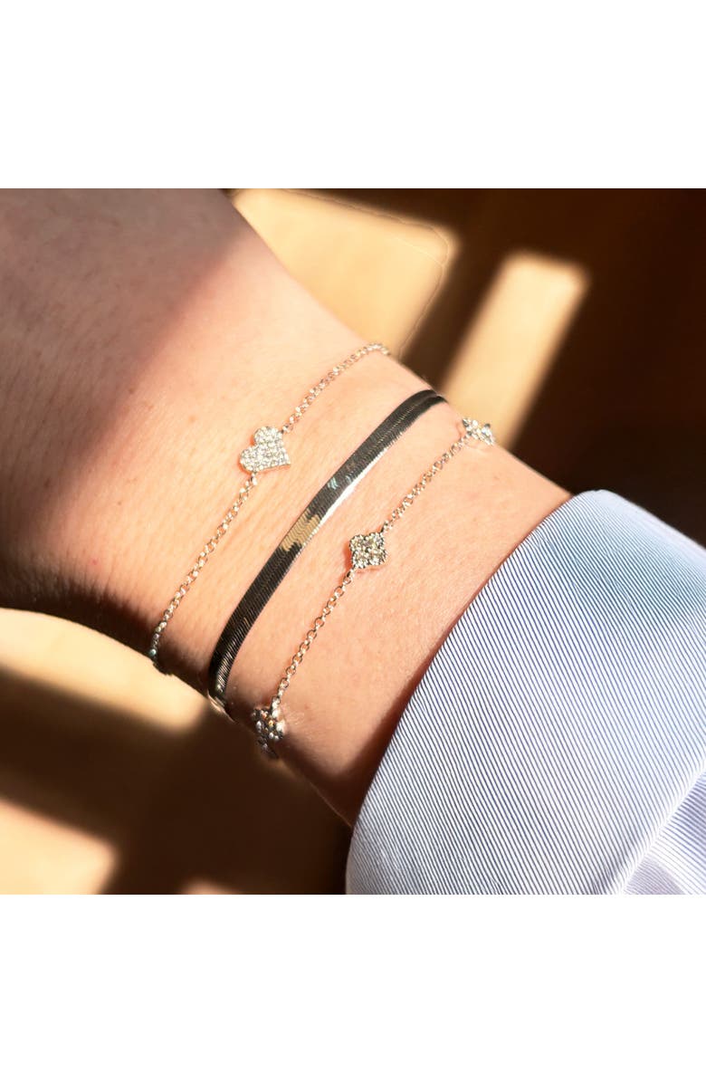 The Lovery Fine Jewelry Mini Diamond Heart Bracelet, Alternate, color, White Gold