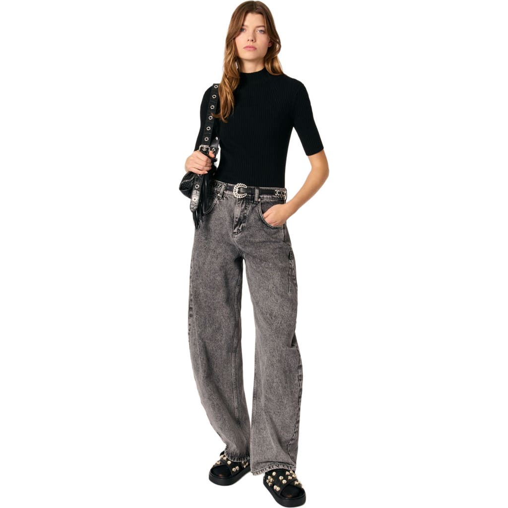 Maje Maude Rib-knit Sweater In Black