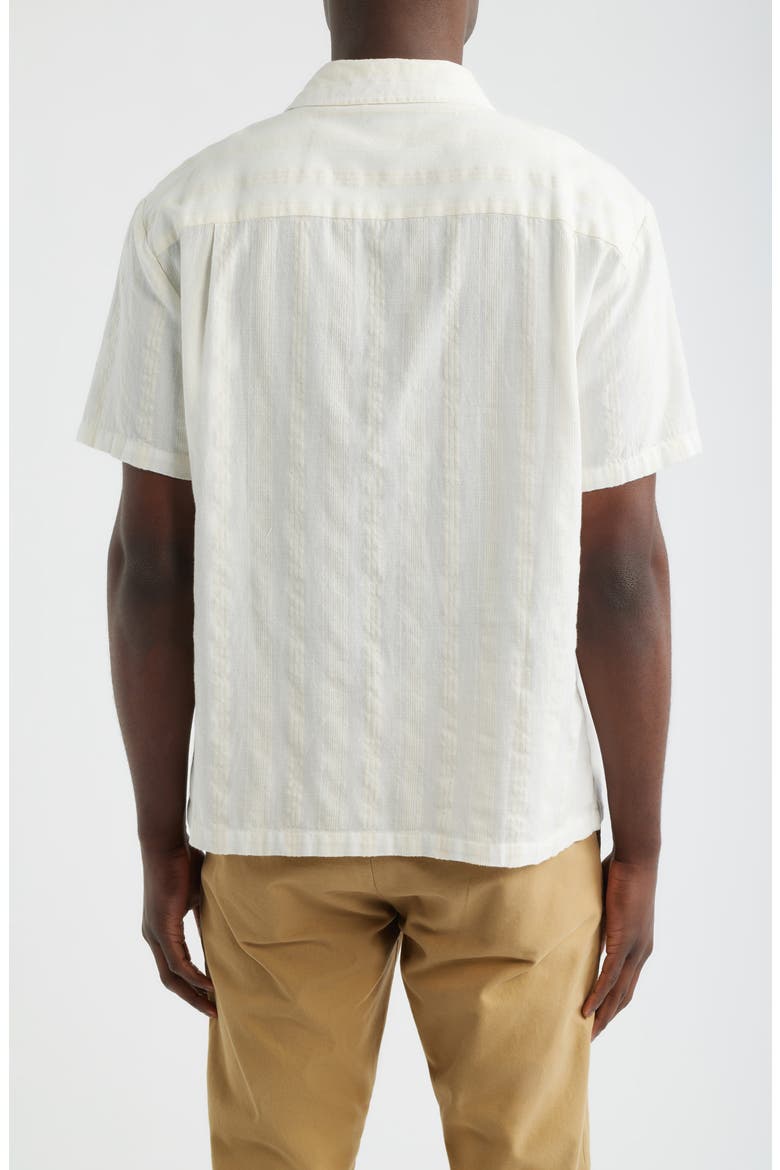 Cru Textured Stripe Short Sleeve Cotton Dobby Button-Up Shirt, Alternate, color, OFF WHITE