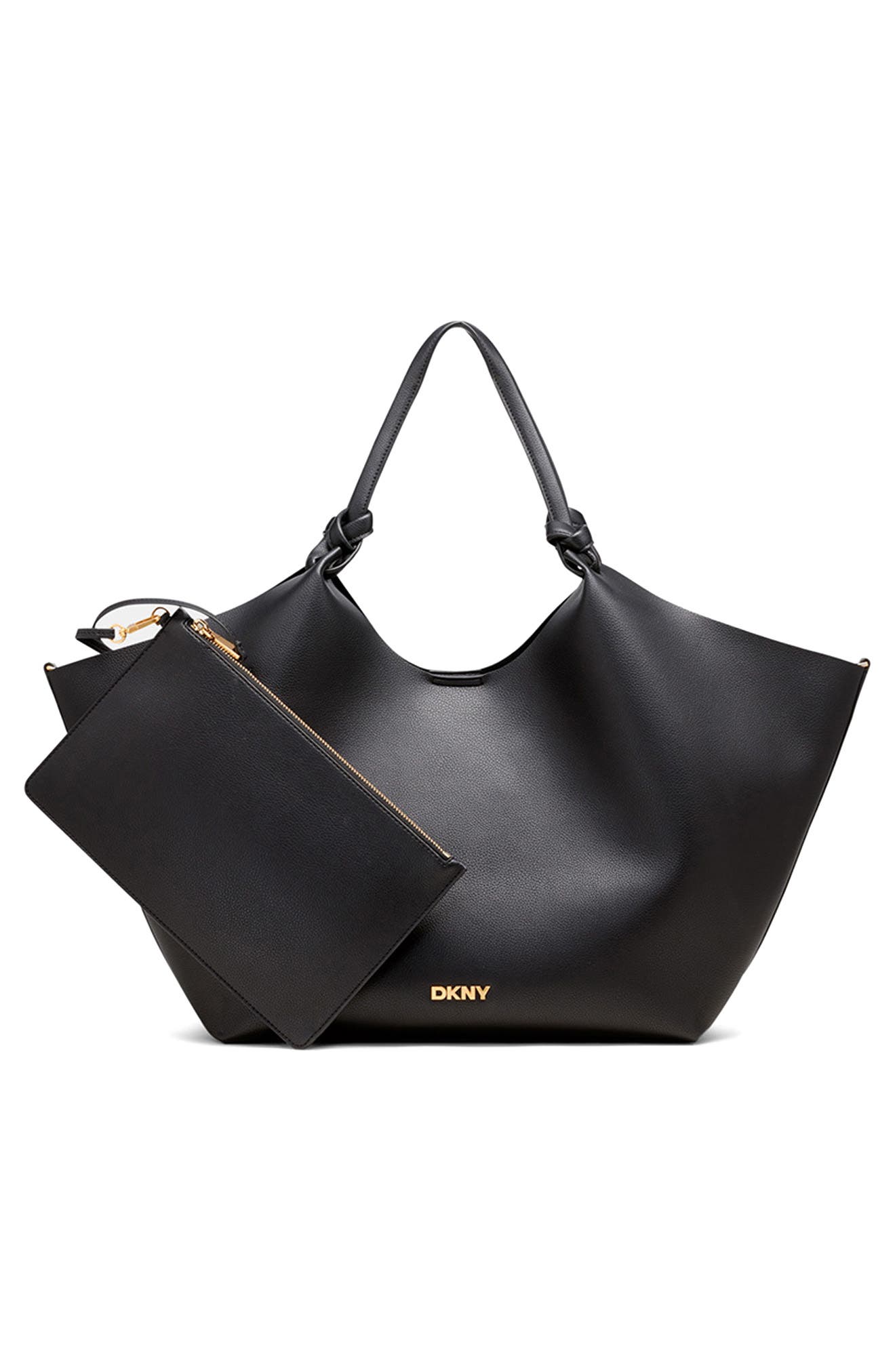 DKNY Paula Large Tote Bag, Alternate, color, Black/ Gold