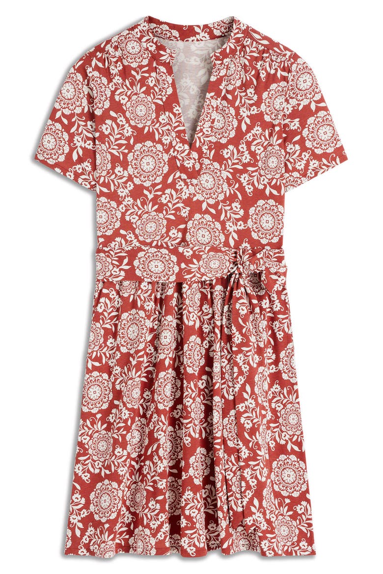 Daisy Short Sleeve Cotton Blend Jersey Dress, Alternate, color, BARN RED, DECORATIVE BLOSSOM