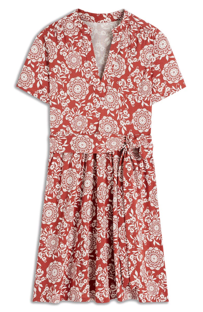 Boden Daisy Short Sleeve Cotton Blend Jersey Dress, Alternate, color, Barn Red, Decorative Blossom
