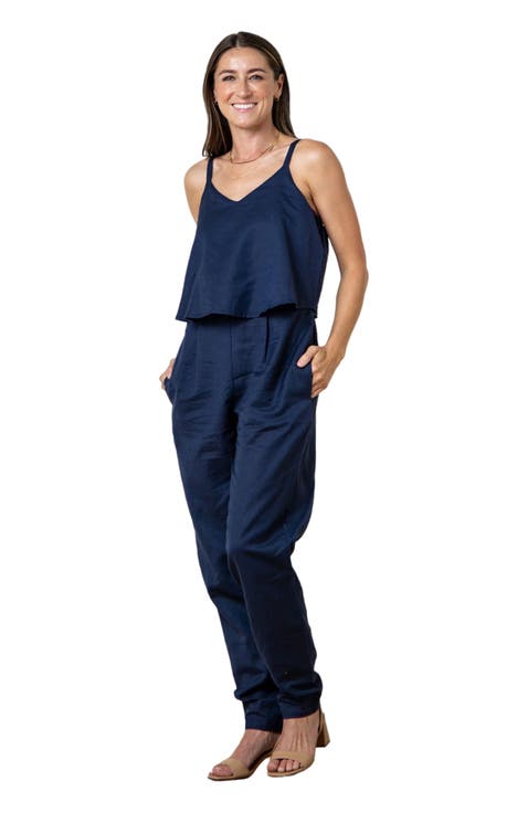 Women's Sleeveless Faux Top Jumpsuit