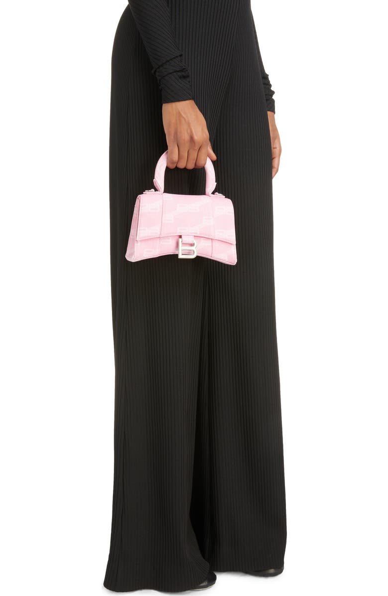 Balenciaga Extra Small Hourglass Monogram Denim Top Handle Bag, Alternate, color,