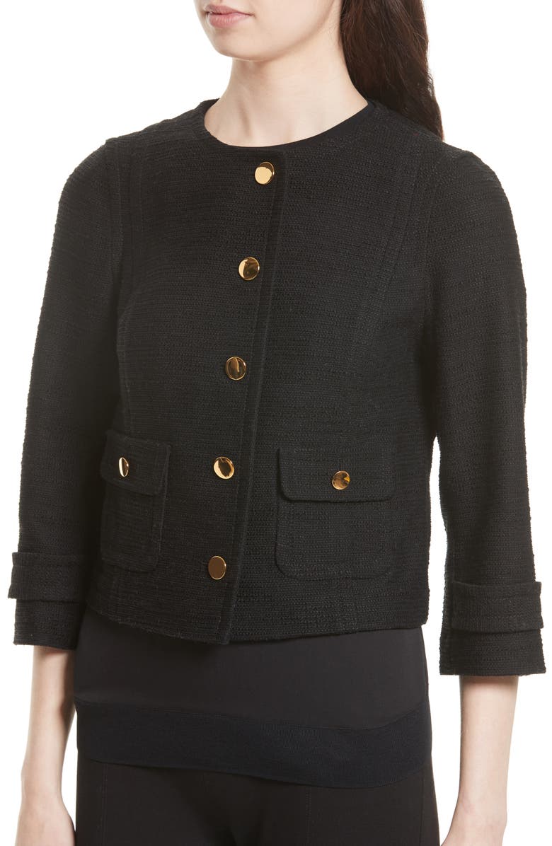 Kate Spade New York textured tweed jacket, Alternate, color, 