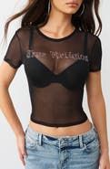 True Religion TR Rhinestone Mesh T-Shirt