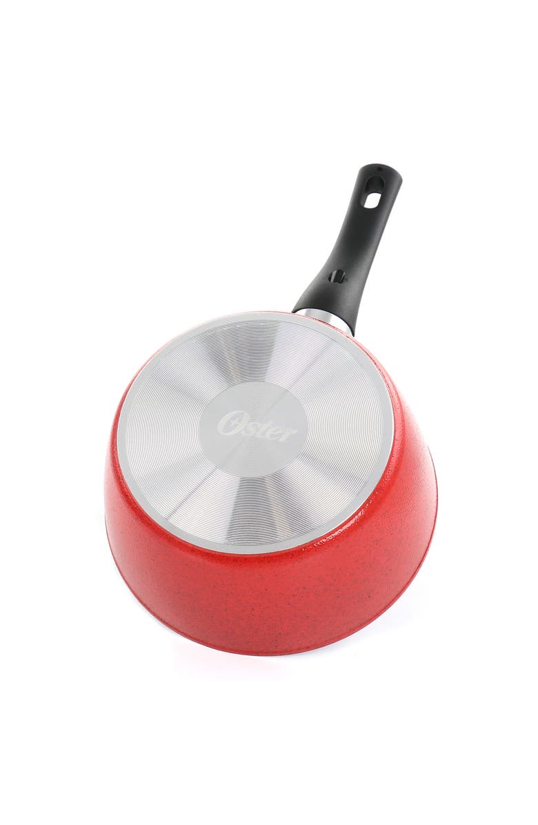 OSTER Claybon 2.2 Quart Nonstick Saucepan With Lid, Alternate, color, Red
