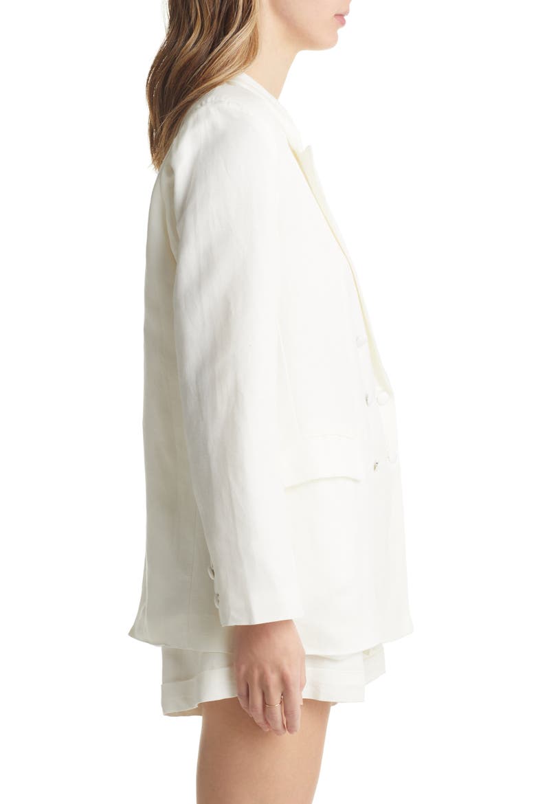 Linen Blend Blazer, Alternate, color, WHITE