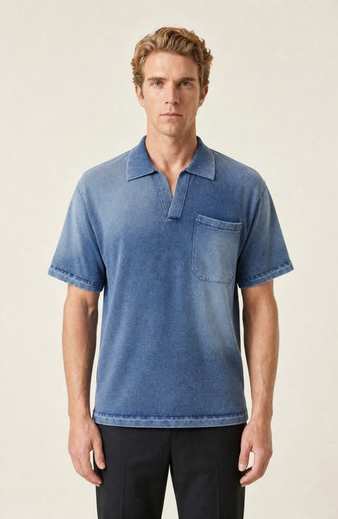 Washed Short Sleeve Polo Shirt with Chest Pocket