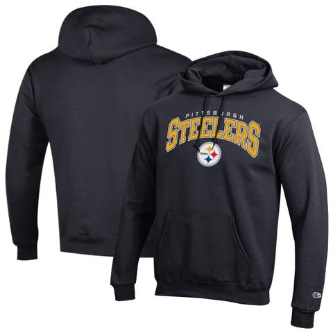Men's Champion Black Pittsburgh Steelers Powerblend Arch over Logo Hoodie
