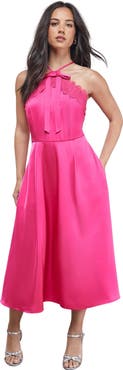knee length dresses for ladies MissJophiel Corset Floral Sequined Pink Midi Prom Dress with Long Sleeves Pink Floral / Floor Length / Custom Size / Plus Size