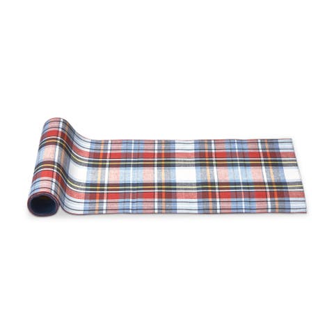 Weekend Plaid Red Blue Black Cotton Table Runner Décor