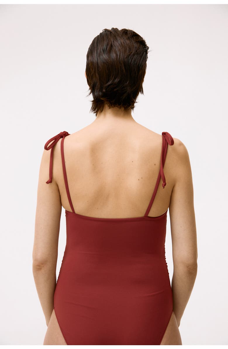 H&M Mama Padded-cup Tie-strap Swimsuit, Alternate, color, Dark Red