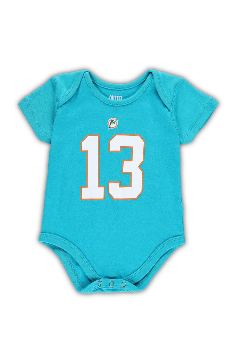Mitchell & Ness Infant Mitchell & Ness Dan Marino Aqua Miami Dolphins Mainliner Retired Player Name & Number Bodysuit, Alternate, color, Aqua