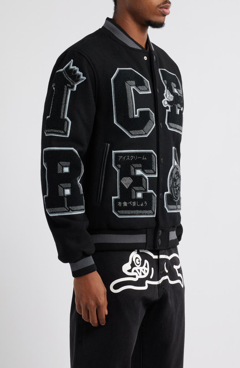 ICECREAM Creme Wool Blend Varsity Jacket, Alternate, color, 