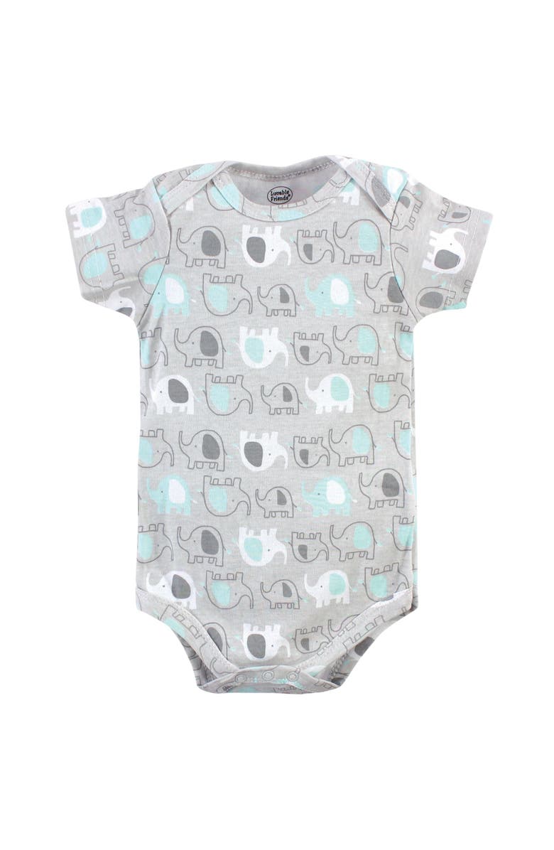 Luvable Friends Essential 5-Piece Bodysuit Set, Alternate, color, Boy Basic Elephant