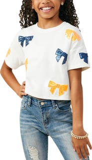 Hayden Girls Kids' Gameday Sequin Bow Graphic T-Shirt
