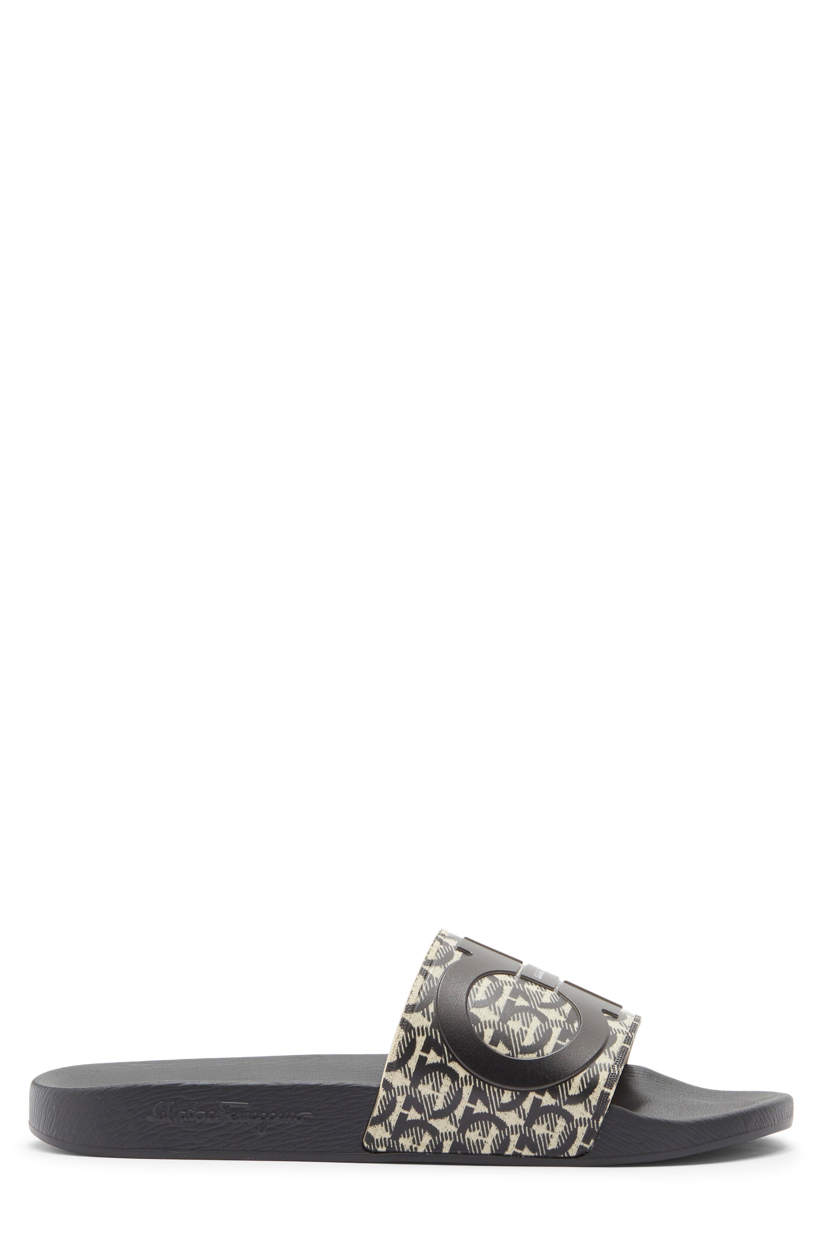 Salvatore Ferragamo Groove 6 Slide Sandal, Alternate, color, BEIGE/ NERO