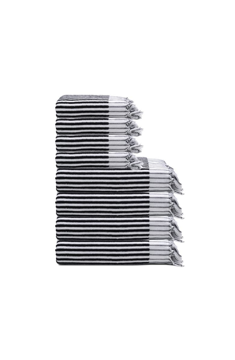 Oliviera Home Stripes Turkish Cotton Terry Towel Bundle, Main, color, Black