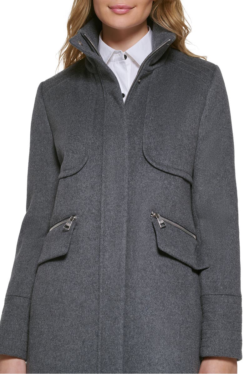 KARL LAGERFELD PARIS Officer Wool Blend Coat, Alternate, color, Medium Grey