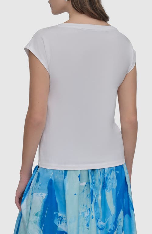 Shop Dkny Raised Logo Cotton Graphic T-shirt In White