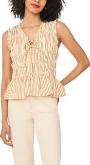 Halogen® Sleeveless Ruffle Gathered Top