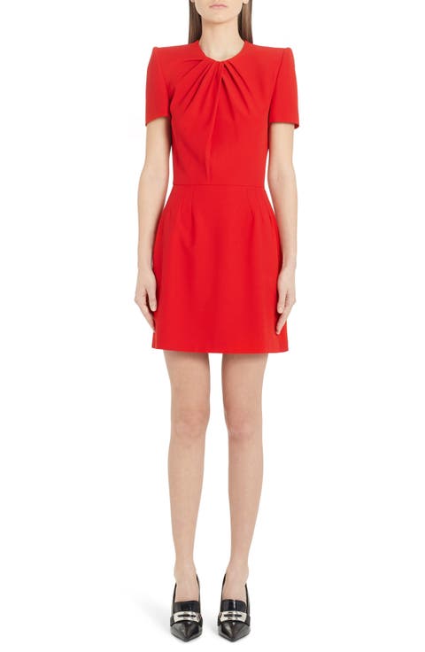 Alexander McQueen Pleated Leaf Crepe Minidress